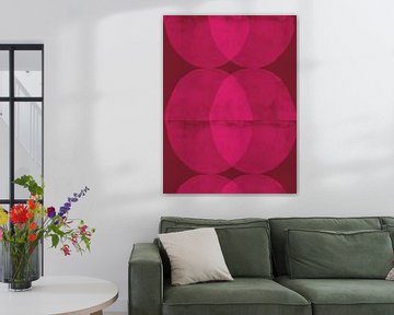 Fel neonroze en warm rood. Abstracte vormen. van Dina Dankers