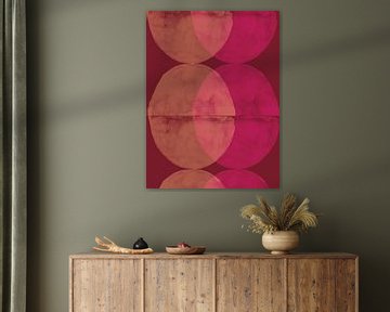 Oker, fuchsia en merlot. Kleurrijke abstracte kunst. van Dina Dankers