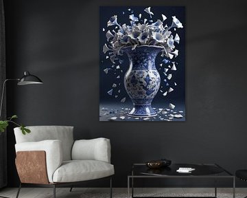 art modern delft blauw vaas. van J.a Dijkstra