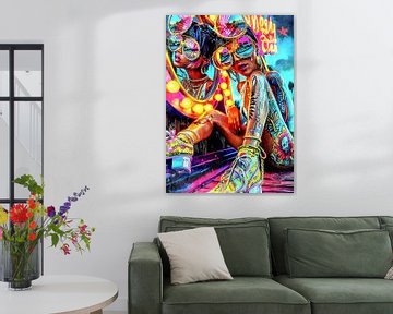 mooie vrouw stad neon