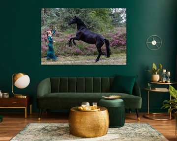 Black Riding Horse on the Woensdrechtse Hei - Unique Nature Photography by Jolanda Hugens Kommers