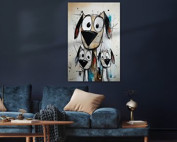 Hund Familie von Blickfänger Gemälde