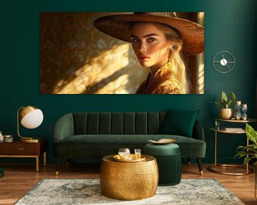 Stralende schoonheid in zonovergoten hoed Canvas van Beeld Creaties Ed Steenhoek | Fotografie en Kunstmatige Beelden