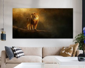 Majestic Lion in the Wilderness Artwork Canvas
