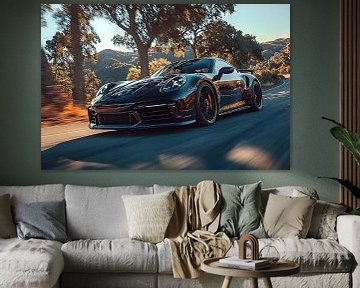 Een zwarte Porsche 911 GT3 van PixelPrestige