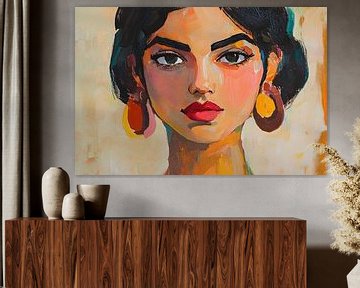 Kleurrijk portret van een vrouw van Art & Soul Creations