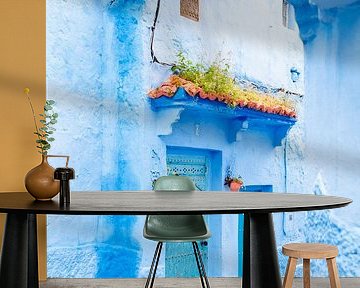 A street in the blue city of Chefchaouen, Morocco