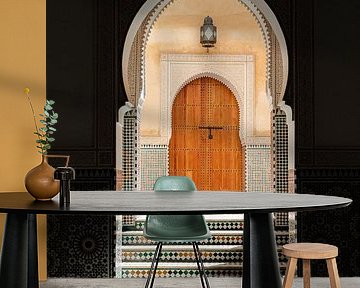 Magnificent door in the mausoleum of Ismael Moulay, Meknes, Morocco