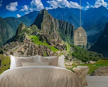 Overzicht van de verborgen stad, Machu Picchu, Peru van Rietje Bulthuis