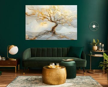 Abstracte boom met gouden accenten van Art & Soul Creations