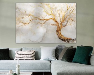 Goldener Baum auf hellem Hintergrund von Art & Soul Creations