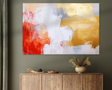 Peinture abstraite dorée avec rouge sur Art & Soul Creations