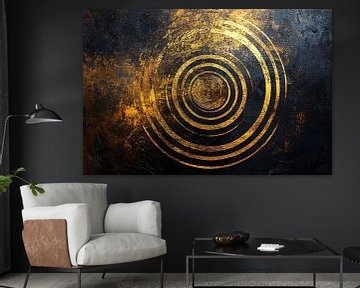 Gouden abstracte cirkels kunstwerk van Art & Soul Creations