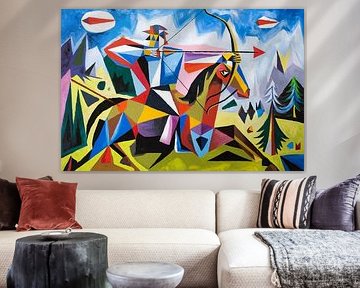 Cubist horse with rider by Art & Soul Creations