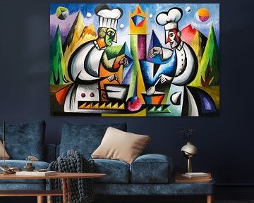 Abstract schilderij van twee koks van Art & Soul Creations