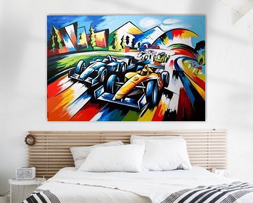 Colourful race cars on track by Art & Soul Creations