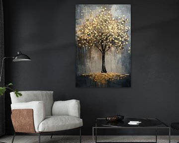Gouden boom op donkere achtergrond van Art & Soul Creations