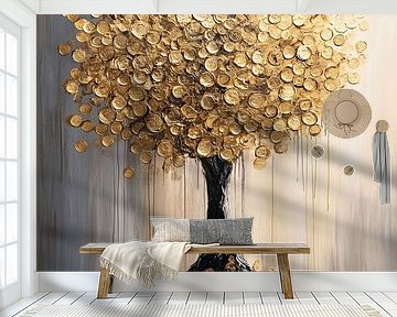 Golden tree with coin leaves by Art & Soul Creations