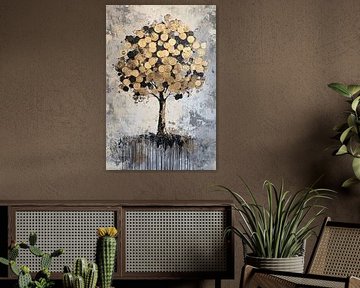 Abstracte boom met gouden bladeren