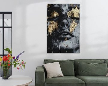 Abstract portret met gouden accenten van Art & Soul Creations