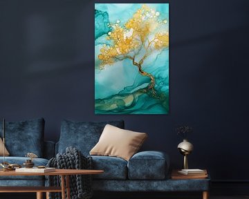 Abstracte boom met gouden accenten van Art & Soul Creations