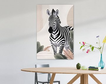 Zebra with botanical elements