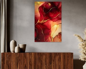 Abstraktes Muster in Rot und Gold von Art & Soul Creations