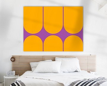 Abstracte moderne geometrie in neonkleuren III van Mad Dog Art