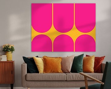 Abstracte moderne geometrie in neonkleuren V van Mad Dog Art