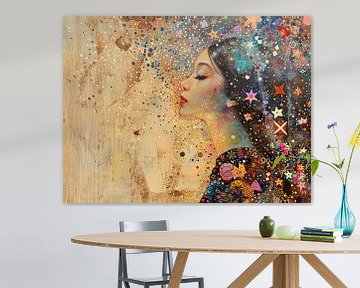 Vrouwengezicht van Abstract Schilderij