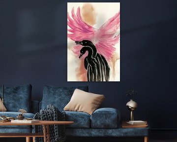 Aquarel van zwarte zwanen van Franka Poulain