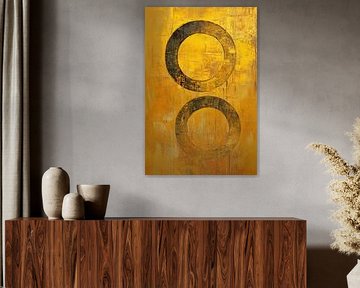Gouden abstract schilderij met cirkels