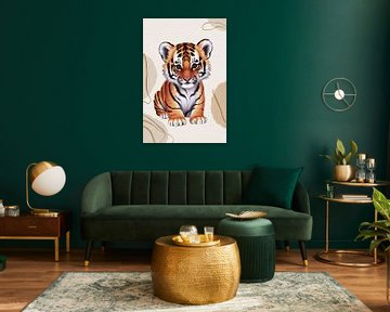Schattige tijgerwelp digitale kunst van Art & Soul Creations