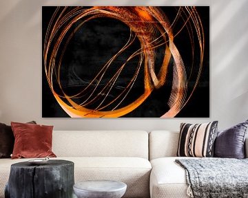 Golden Flow, modern en abstract in herfstkleuren van FRESH Fine Art