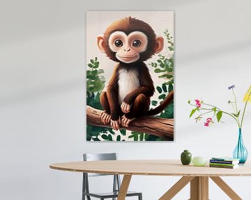 Schattige aap op een tak van Art & Soul Creations