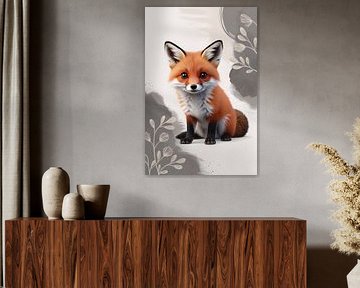 Schattige digitale vos kunst