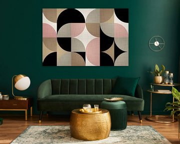 Bauhaus geometrie uit het midden van de eeuw, moderne en abstracte zachte kleuren van Mad Dog Art