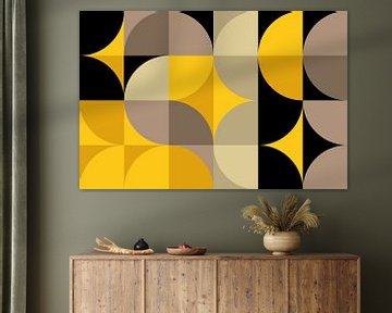 Bauhaus geometrie uit het midden van de eeuw, modern en abstract goud van Mad Dog Art