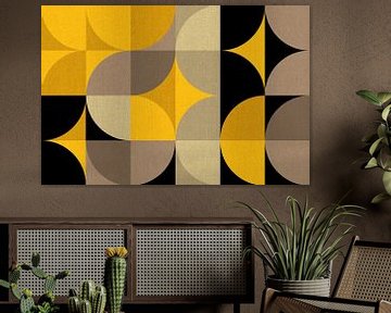 Bauhaus geometrie uit het midden van de eeuw, modern en abstract geel van Mad Dog Art