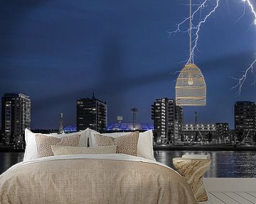 stadion van Feijenoord met onweer 2