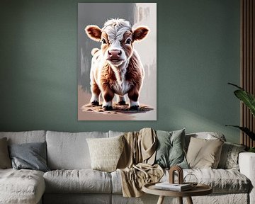 Schattig gedetailleerd kalf schilderij van Art & Soul Creations