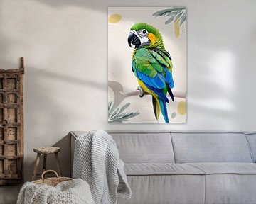Colourful parrot on branch by Art & Soul Creations