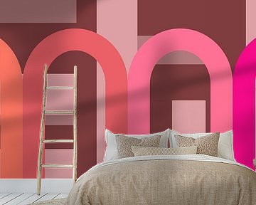 Modern bow abstraction in pink brown coral rose
