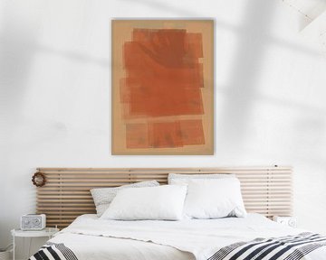 Terracotta, donker oker en bruin. Organische vormen. van Dina Dankers