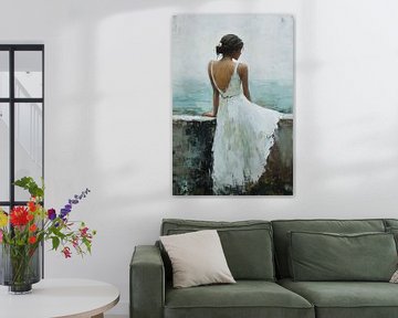 Vrouw in witte jurk van Art & Soul Creations