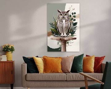Elegant uil kunstwerk met bladeren van Art & Soul Creations
