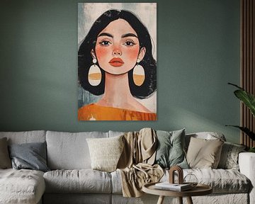 Vrouwelijk portret met oorbellen van Art & Soul Creations