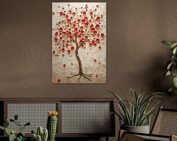 Arbre élégant avec des fleurs rouges sur Art & Soul Creations
