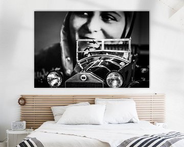 Lancia in zwartwit 30-er jaren radiator ornament van autofotografie nederland
