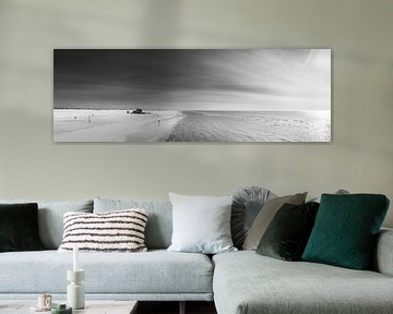 Strand bij St. Peter Ording in zwart-wit van Manfred Voss, Zwart-Wit Fotografie